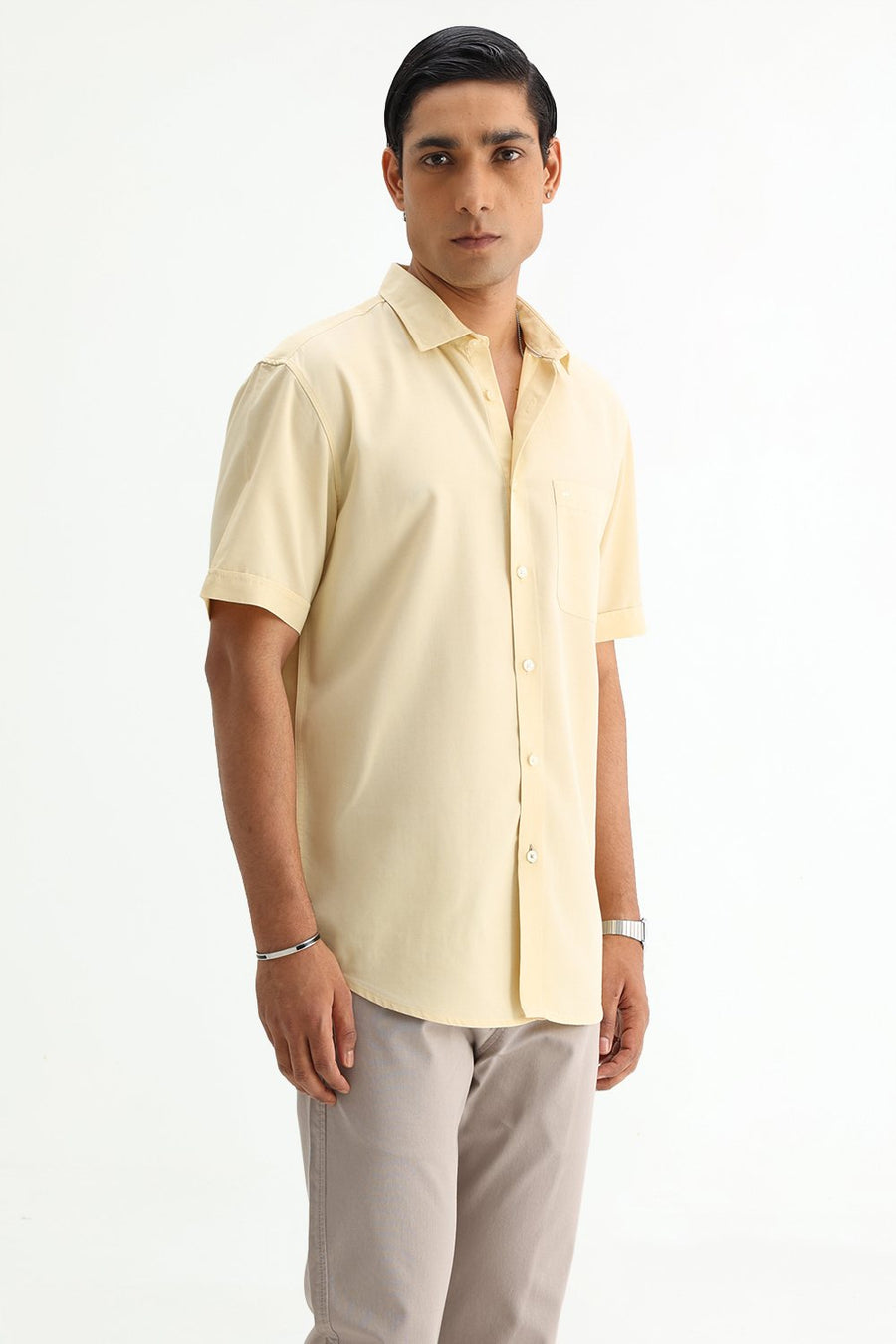 BASICS SLIM FIT  LYOCELL LINEN HALFSLEEVES SHIRT