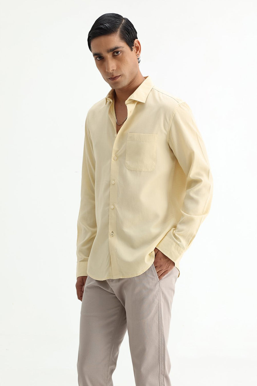 BASICS SLIM FIT  LYOCELL LINEN SHIRT
