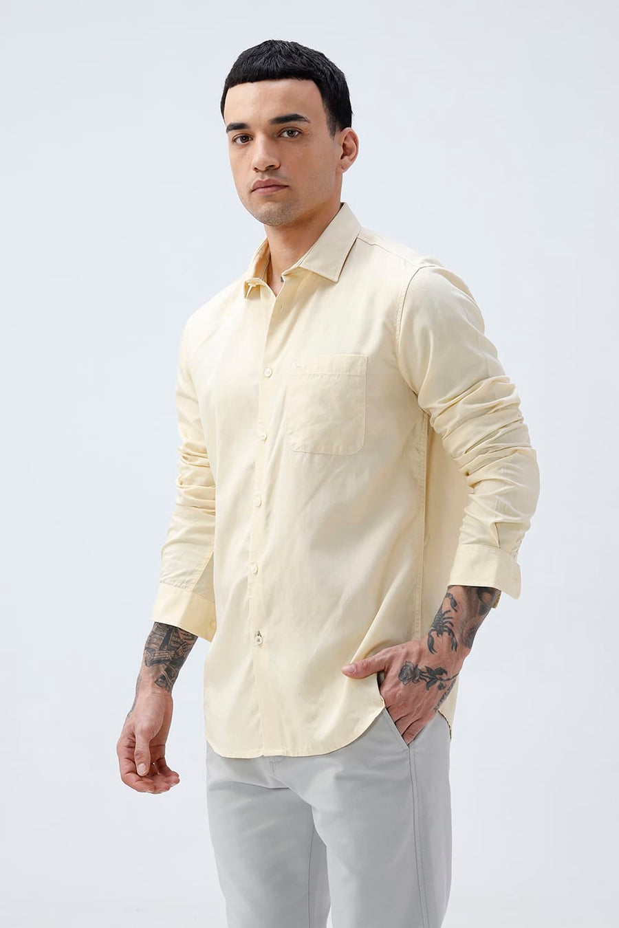 BASICS SLIM FIT  LYOCELL LINEN SHIRT