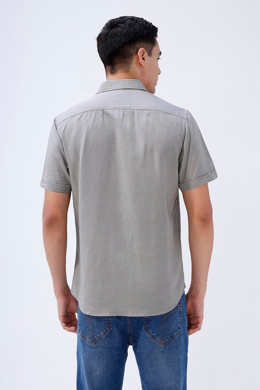 BASICS SLIM FIT  LYOCELL LINEN HALFSLEEVES SHIRT