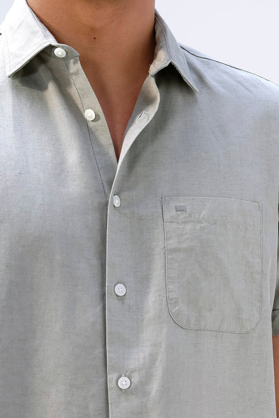 BASICS SLIM FIT  LYOCELL LINEN HALFSLEEVES SHIRT