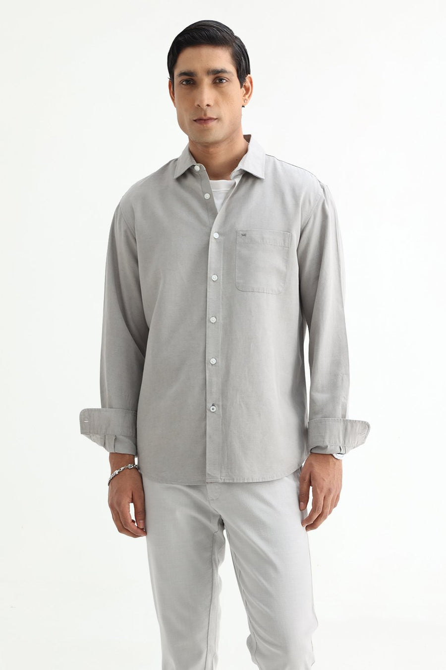 BASICS SLIM FIT  LYOCELL LINEN SHIRT