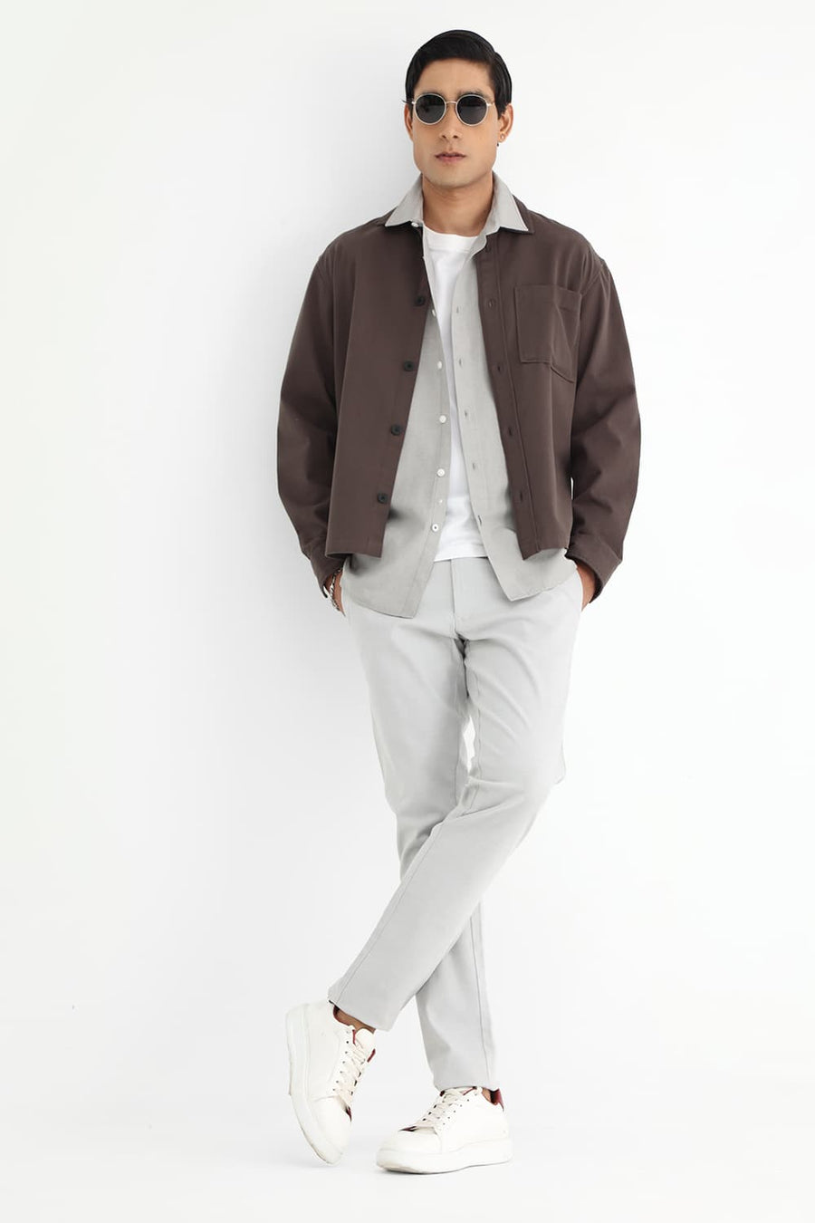 BASICS SLIM FIT  LYOCELL LINEN HALFSLEEVES SHIRT