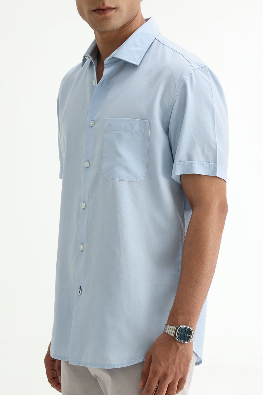 BASICS SLIM FIT  LYOCELL LINEN HALFSLEEVES SHIRT