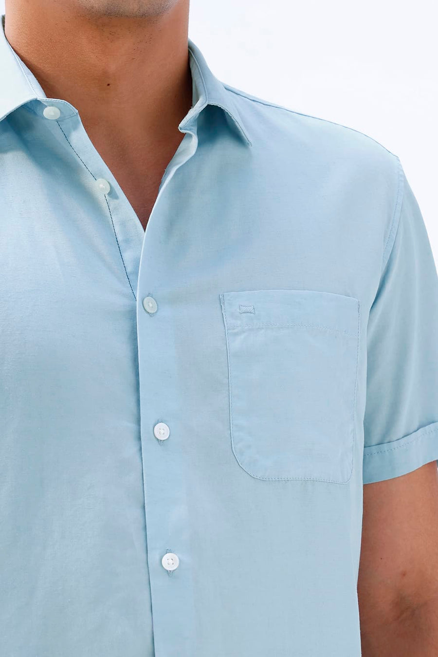 BASICS SLIM FIT  LYOCELL LINEN HALFSLEEVES SHIRT