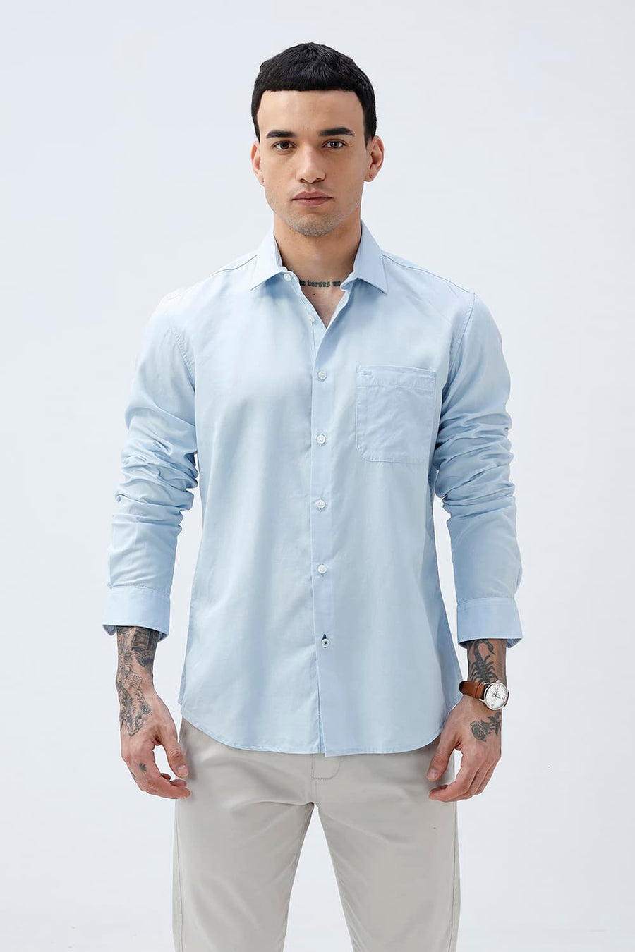 BASICS SLIM FIT  LYOCELL LINEN SHIRT