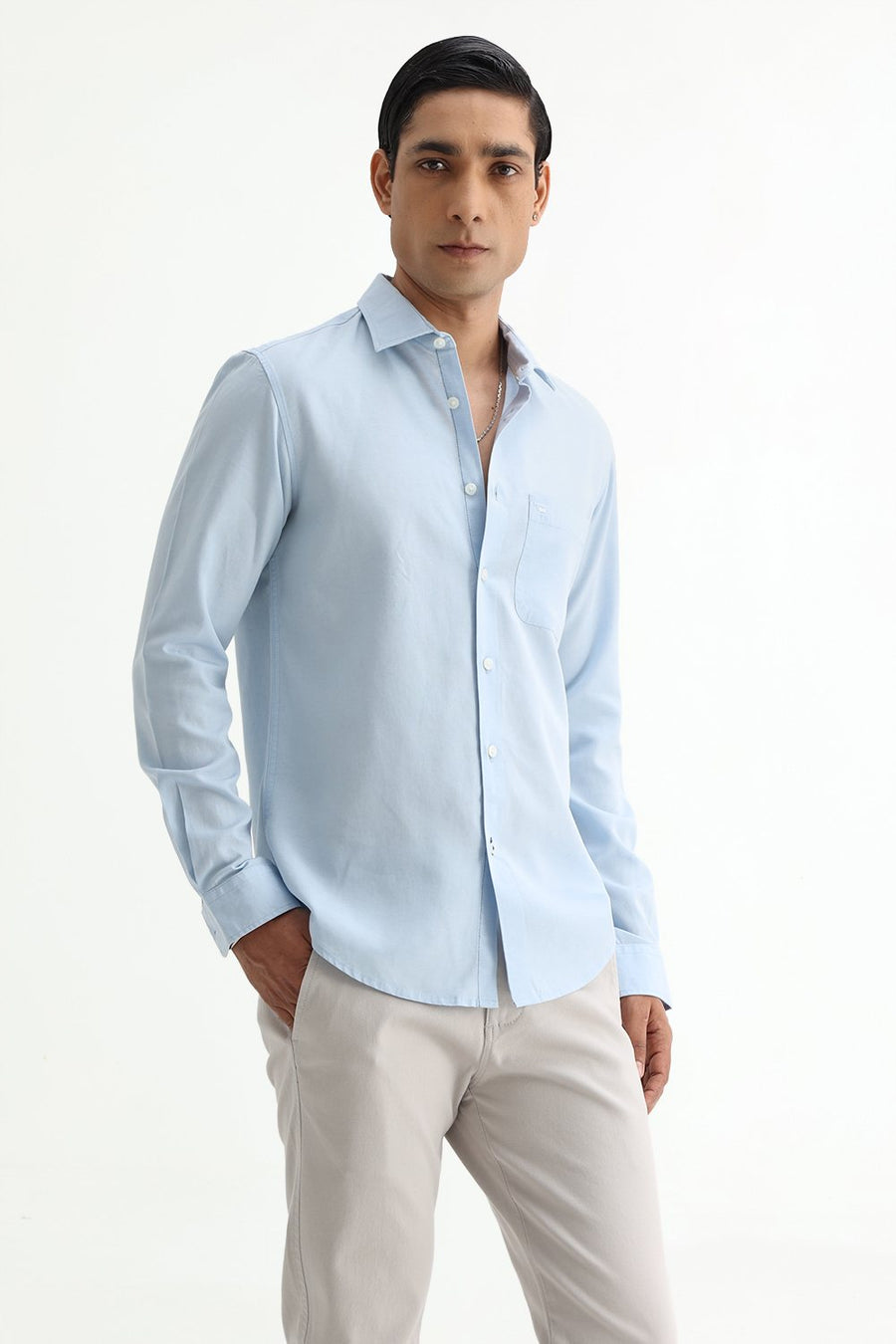 BASICS SLIM FIT  LYOCELL LINEN SHIRT