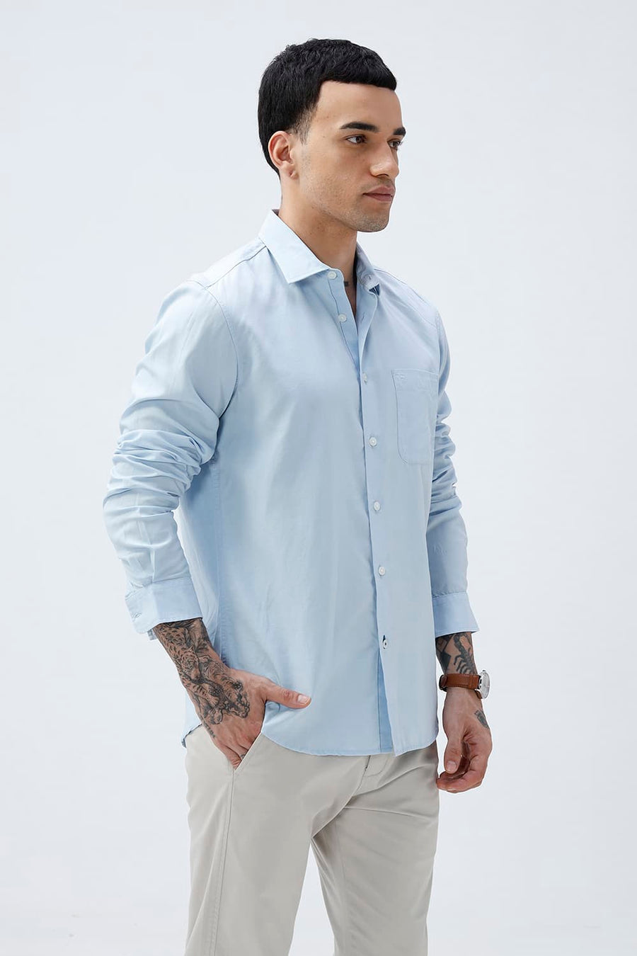 BASICS SLIM FIT  LYOCELL LINEN SHIRT