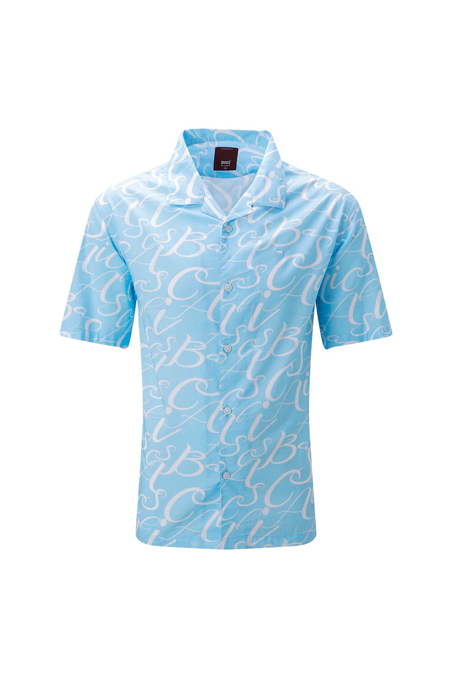 BASICS RELAXED FIT BLUE SPLASH COTTON VISCOSE DIGITAL PRINTED HALFSLEEVES SHIRT