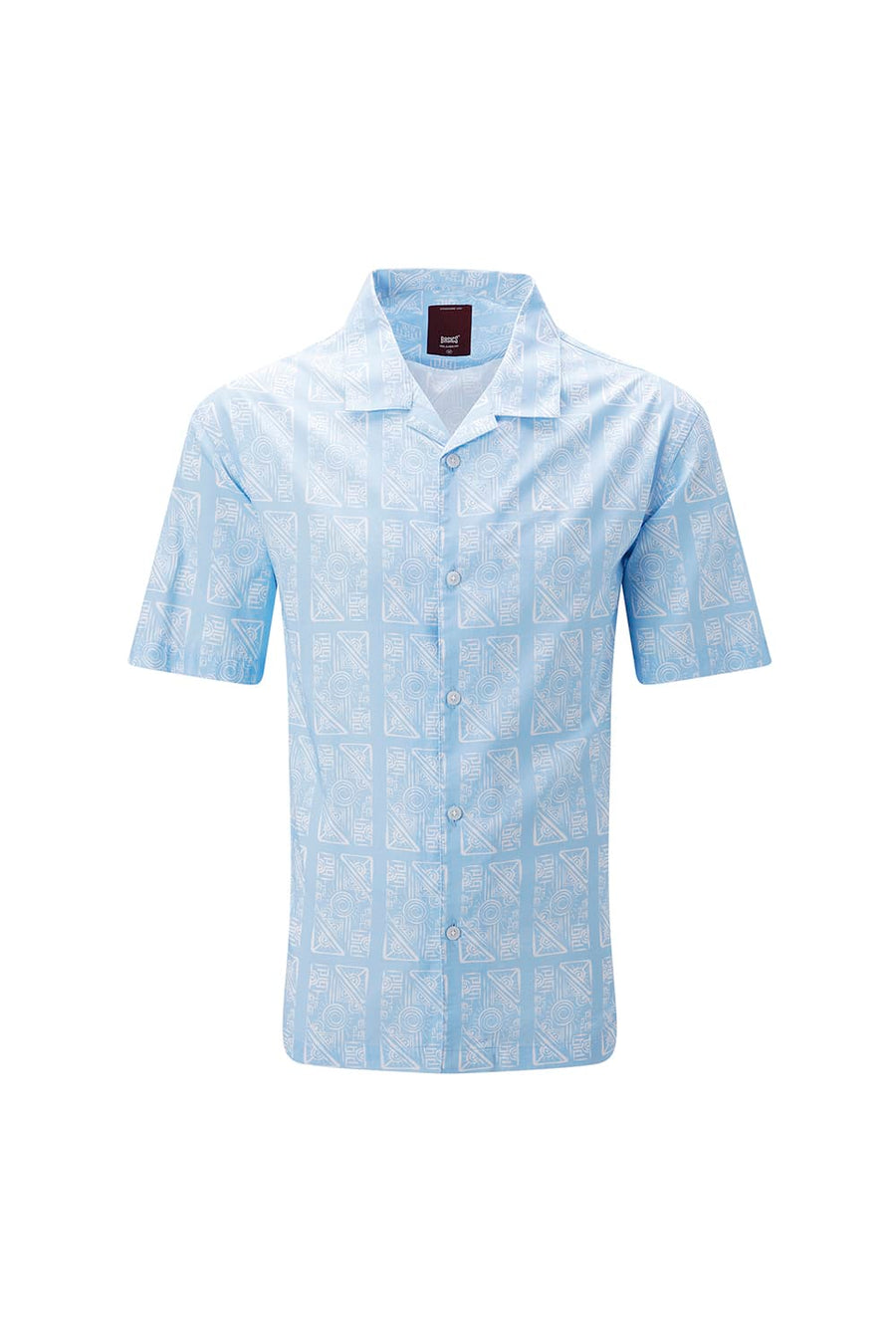 BASICS RELAXED FIT BLUE SPLASH COTTON VISCOSE DIGITAL PRINTED HALFSLEEVES SHIRT