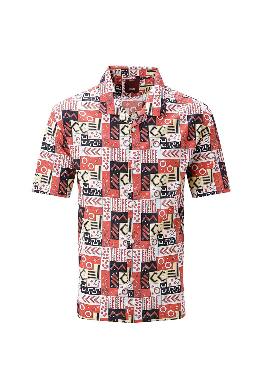 BASICS RELAXED FIT RACING RED COTTON VISCOSE DIGITAL PRINTED HALFSLEEVES SHIRT