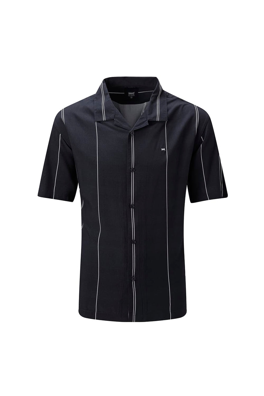 BASICS RELAXED FIT NAVY SEA COTTON VISCOSE DIGITAL PRINTED HALFSLEEVES SHIRT