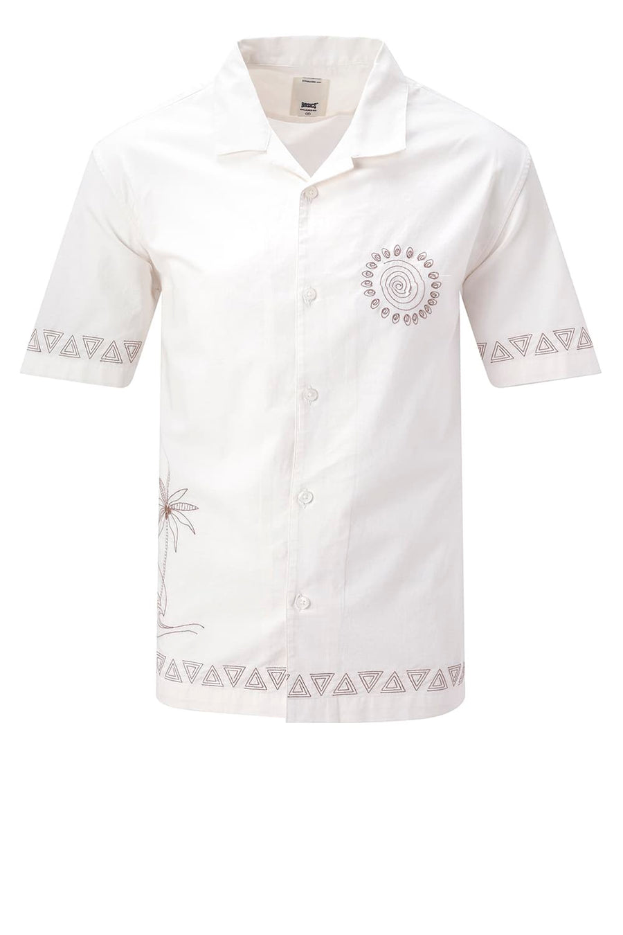 BASICS RELAXED FIT PRISTINE OFFWHITE COTTON SLUB DOBBY HALFSLEEVES SHIRT