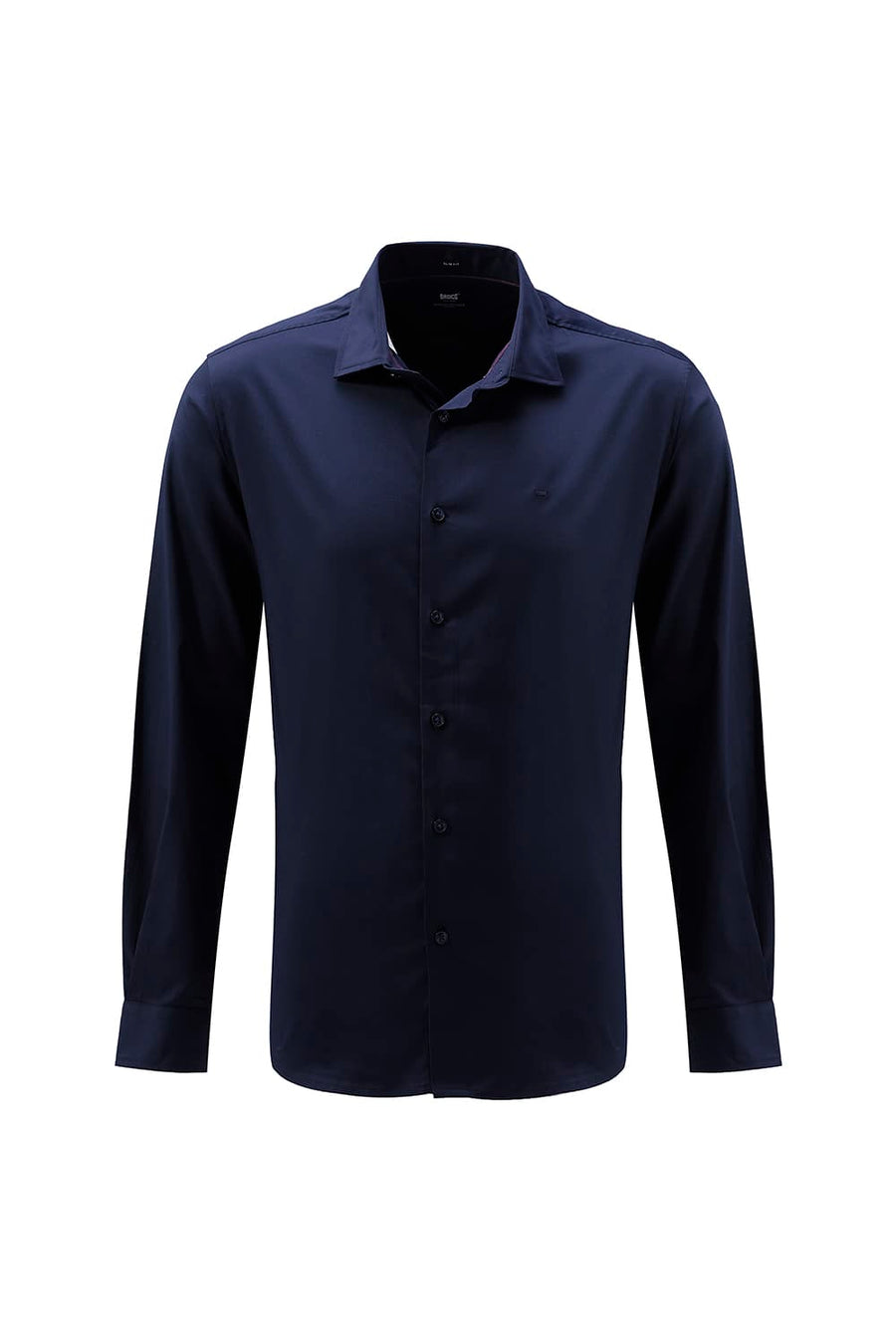 BASICS SLIM FIT DARK NAVY POLYESTER STRETCH SHIRT