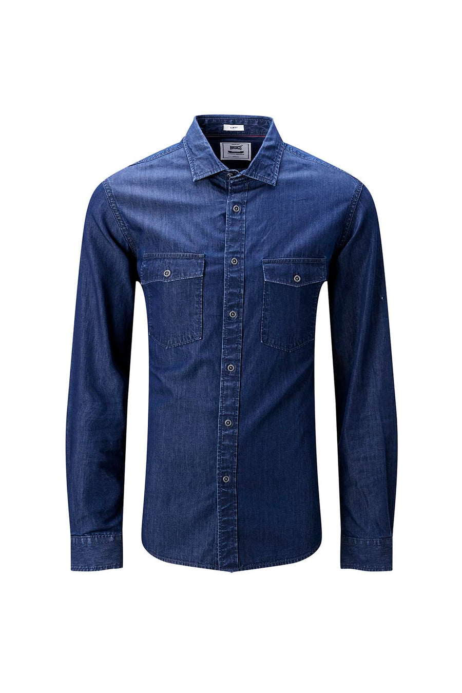 BASICS SLIM FIT CROWN BLUE COTTON INDIGO SHIRT