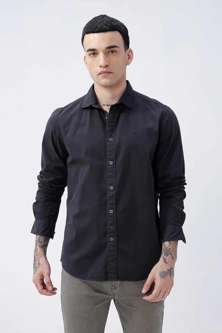 BASICS SLIM FIT  COTTON TWILL SHIRT
