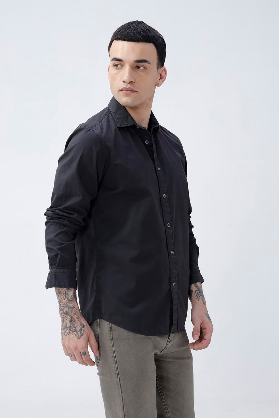 BASICS SLIM FIT  COTTON TWILL SHIRT