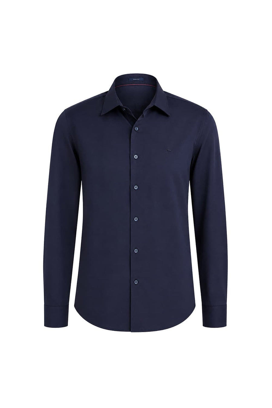 BASICS SLIM FIT NAVY NIGHT POLYESTER STRETCH TWILL SHIRT