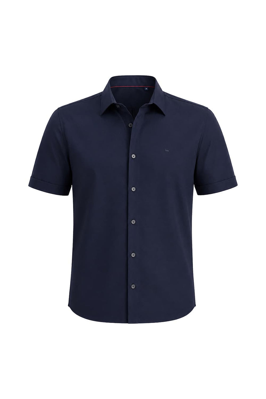 BASICS SLIM FIT NAVY NIGHT POLYESTER STRETCH TWILL HALFSLEEVES SHIRT