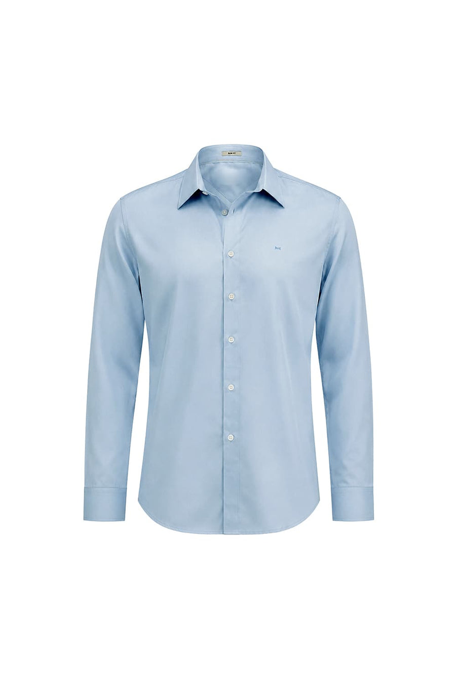 BASICS SLIM FIT SKYRIDE BLUE POLYESTER STRETCH TWILL SHIRT