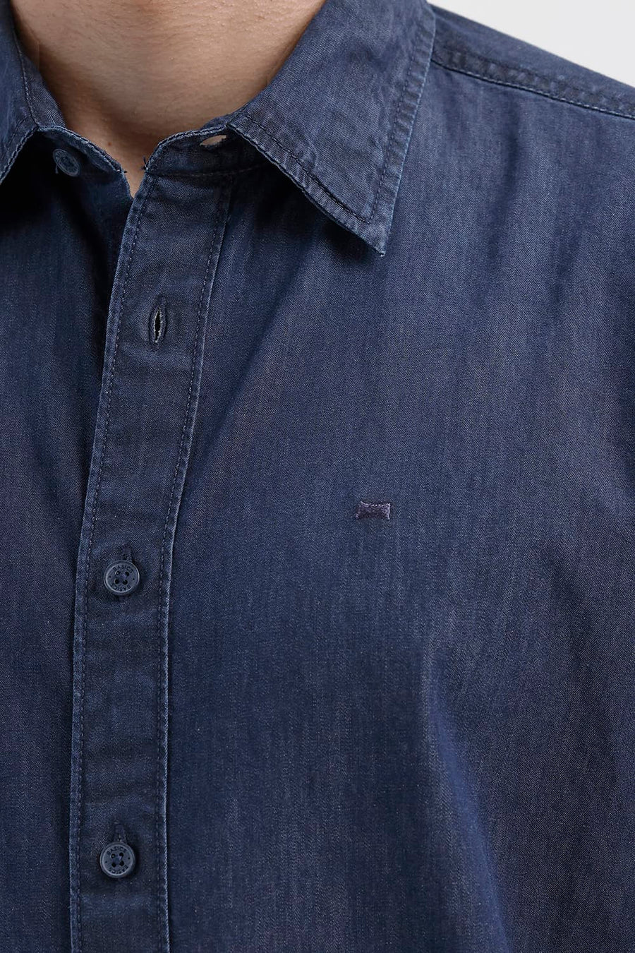 BASICS SLIM FIT IRIS BLUE COTTON INDIGO SHIRT