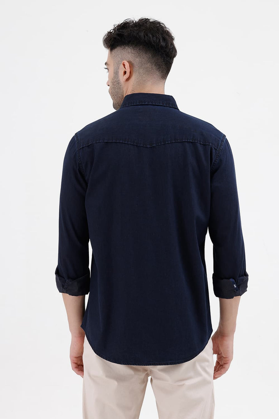 BASICS SLIM FIT SAPPHIRE BLUE COTTON INDIGO SHIRT