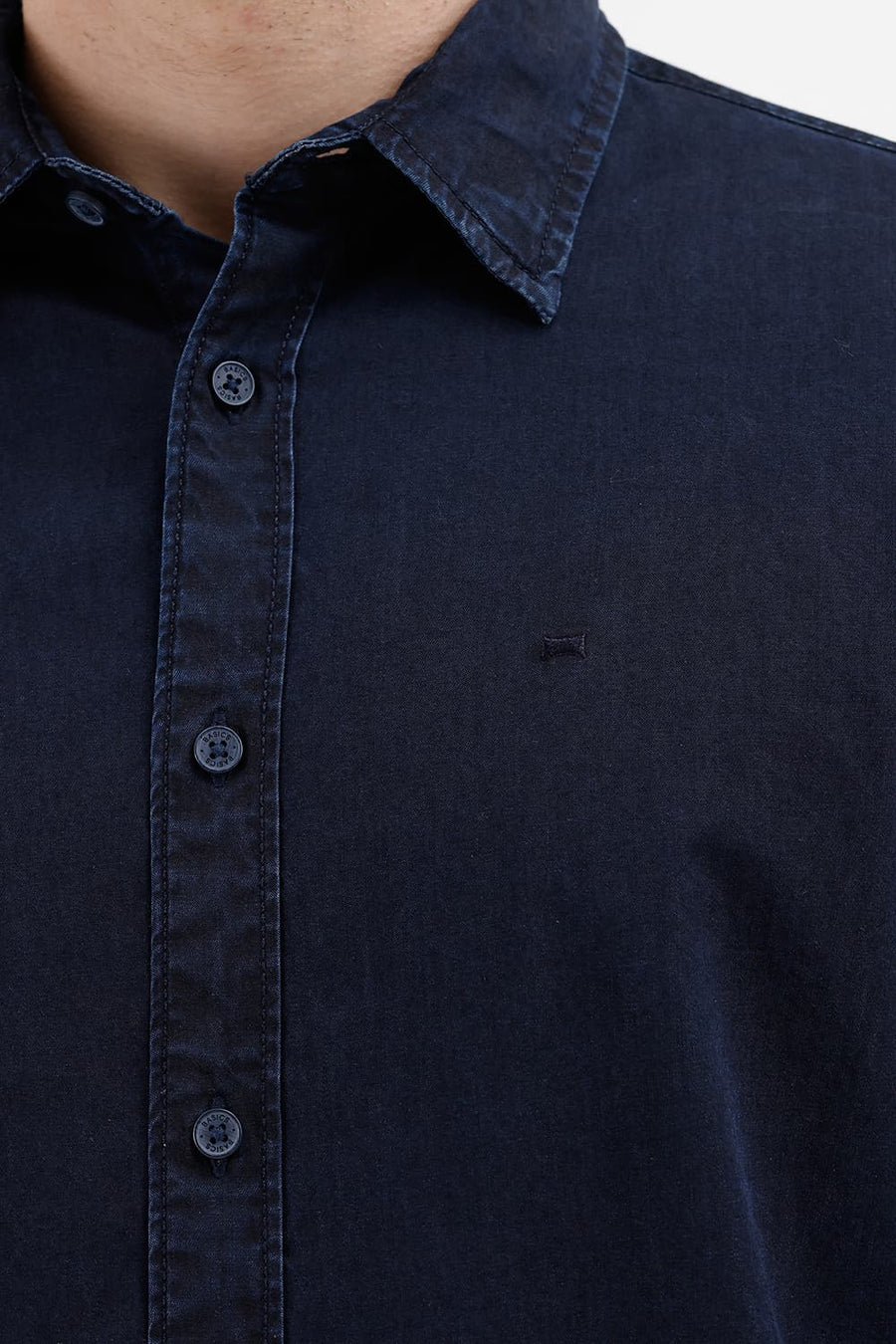 BASICS SLIM FIT SAPPHIRE BLUE COTTON INDIGO SHIRT