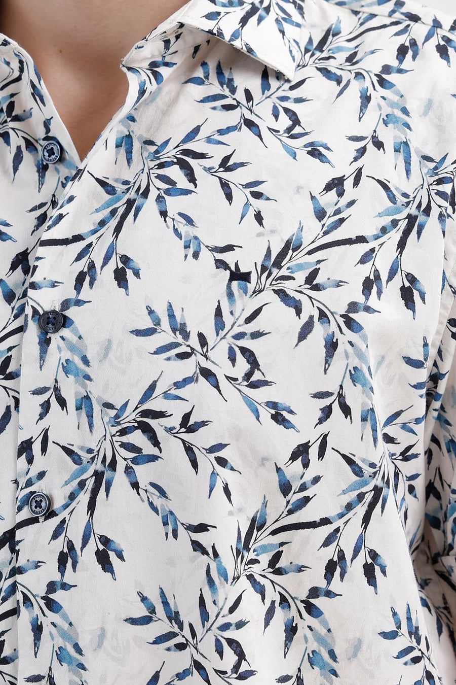 BASICS SLIM FIT PALE BEIGE COTTON DIGITAL PRINTED HALFSLEEVES SHIRT