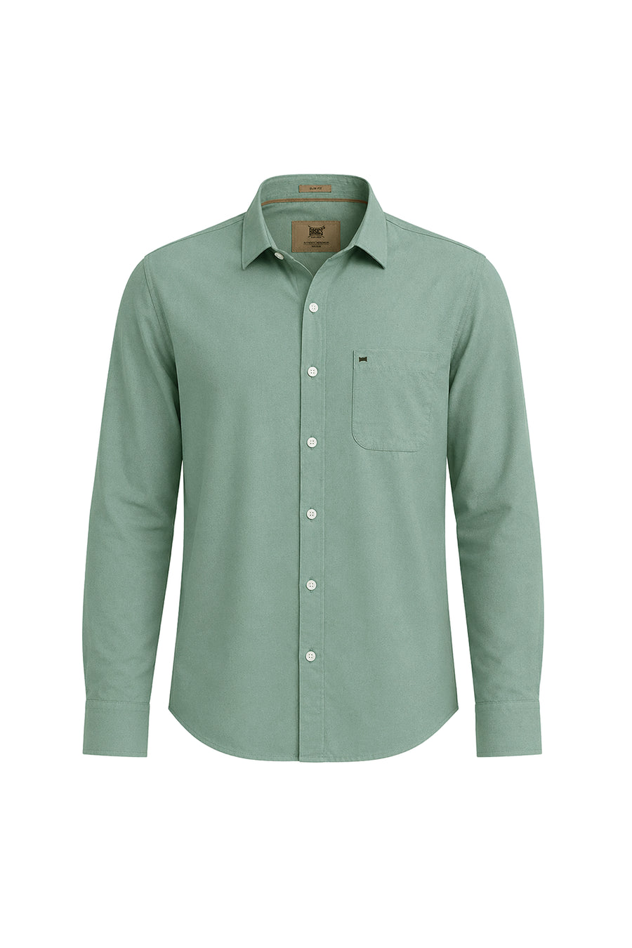 BASICS SLIM FIT BERYL GREEN LYOCELL LINEN SHIRT