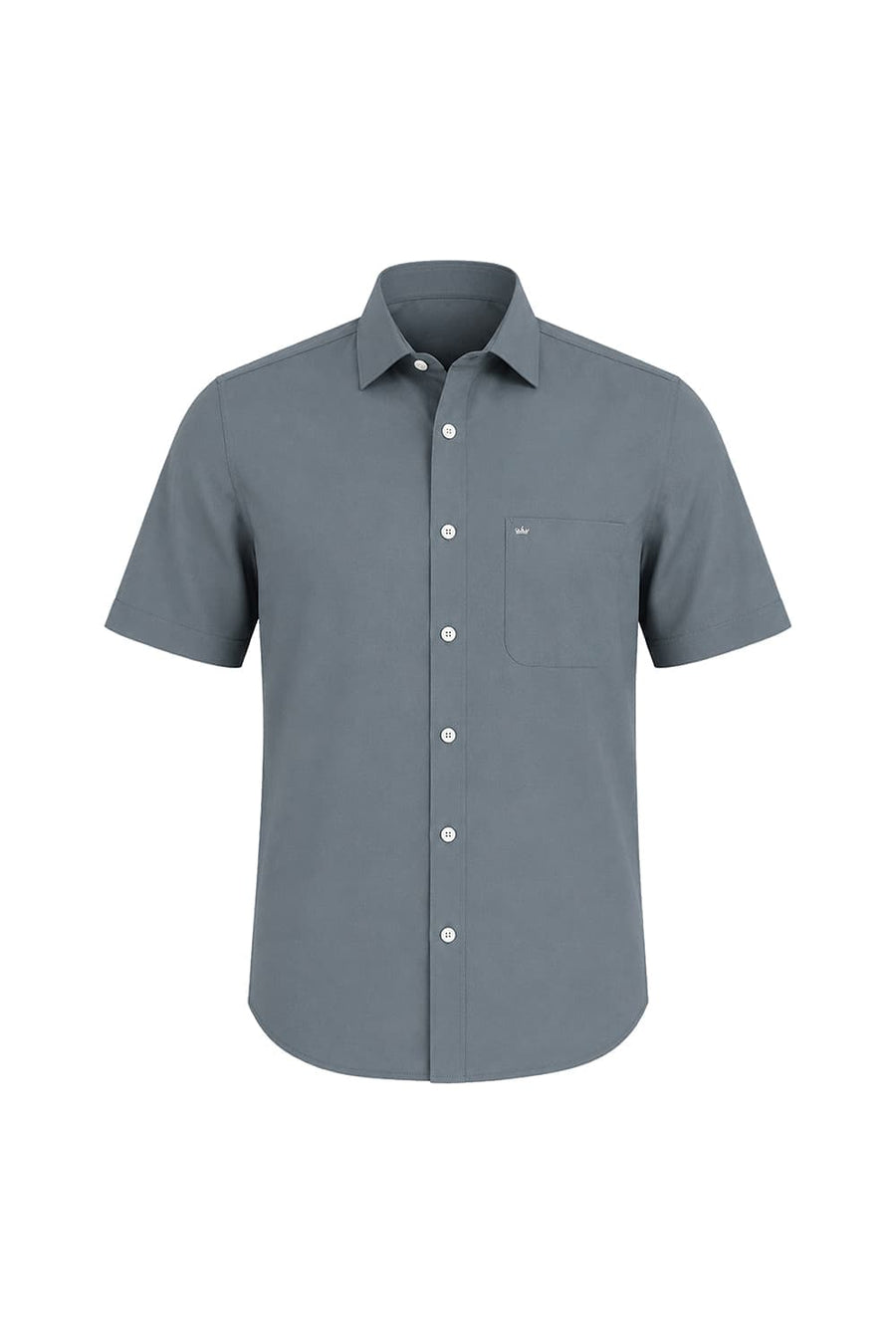 BASICS SLIM FIT STORM GREY LYOCELL LINEN HALFSLEEVES SHIRT