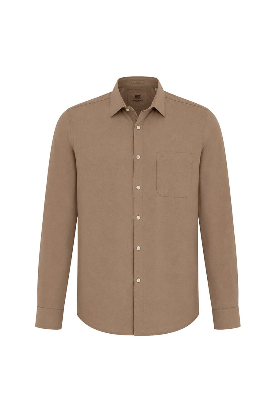 BASICS SLIM FIT MINK KHAKI LYOCELL LINEN SHIRT