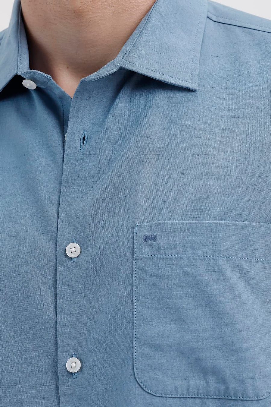 BASICS SLIM FIT BLUE LAKE LYOCELL LINEN SHIRT