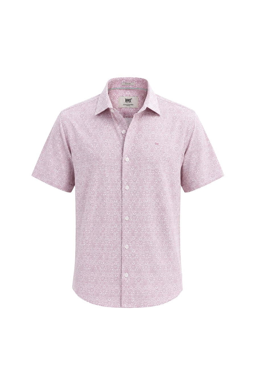 BASICS SLIM FIT ZEPHYR PINK COTTON VISCOSE DIGITAL PRINTED HALFSLEEVES SHIRT