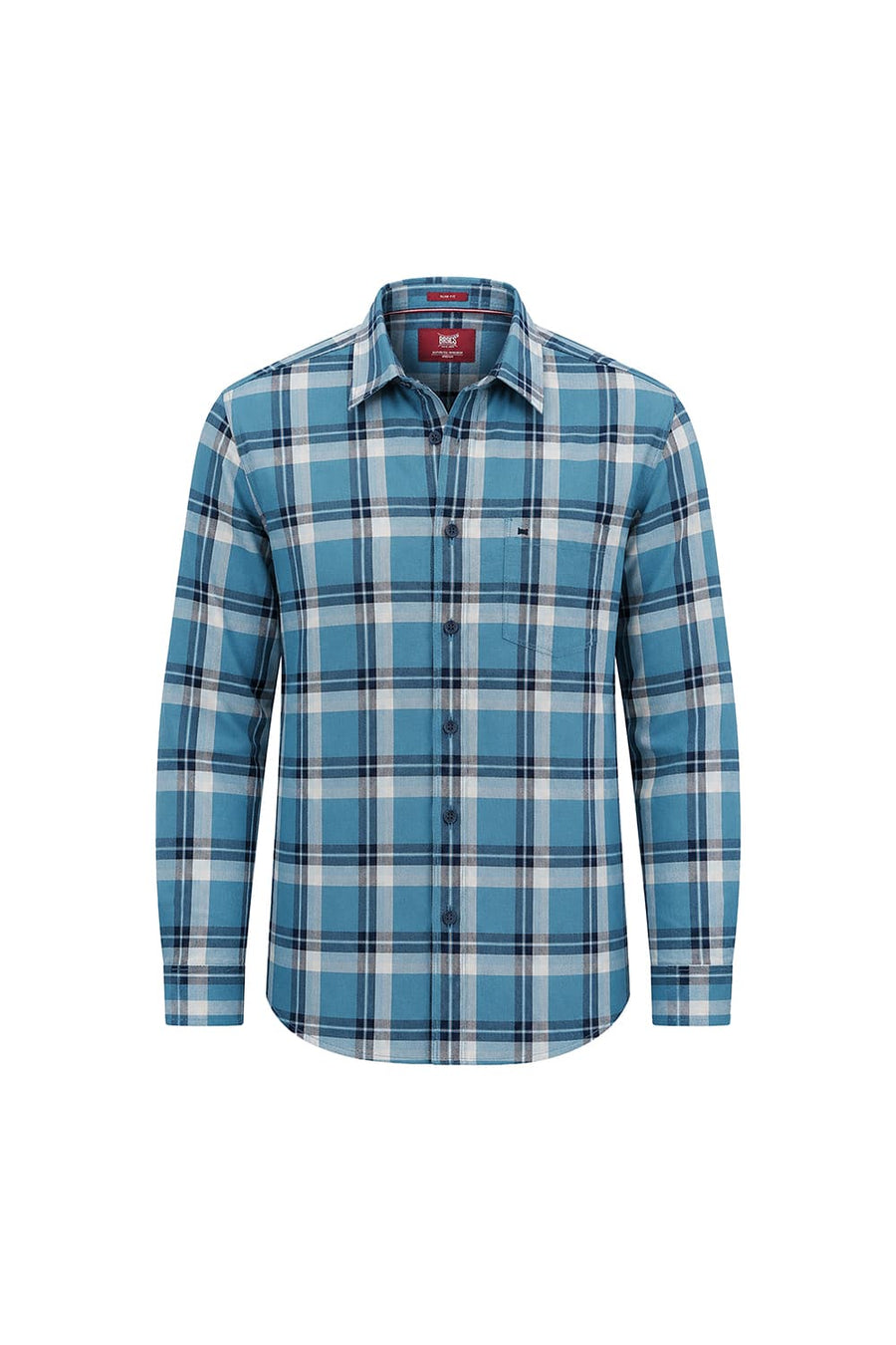 BASICS SLIM FIT BLUE MOON COTTON HERRING BONE CHECKS SHIRT