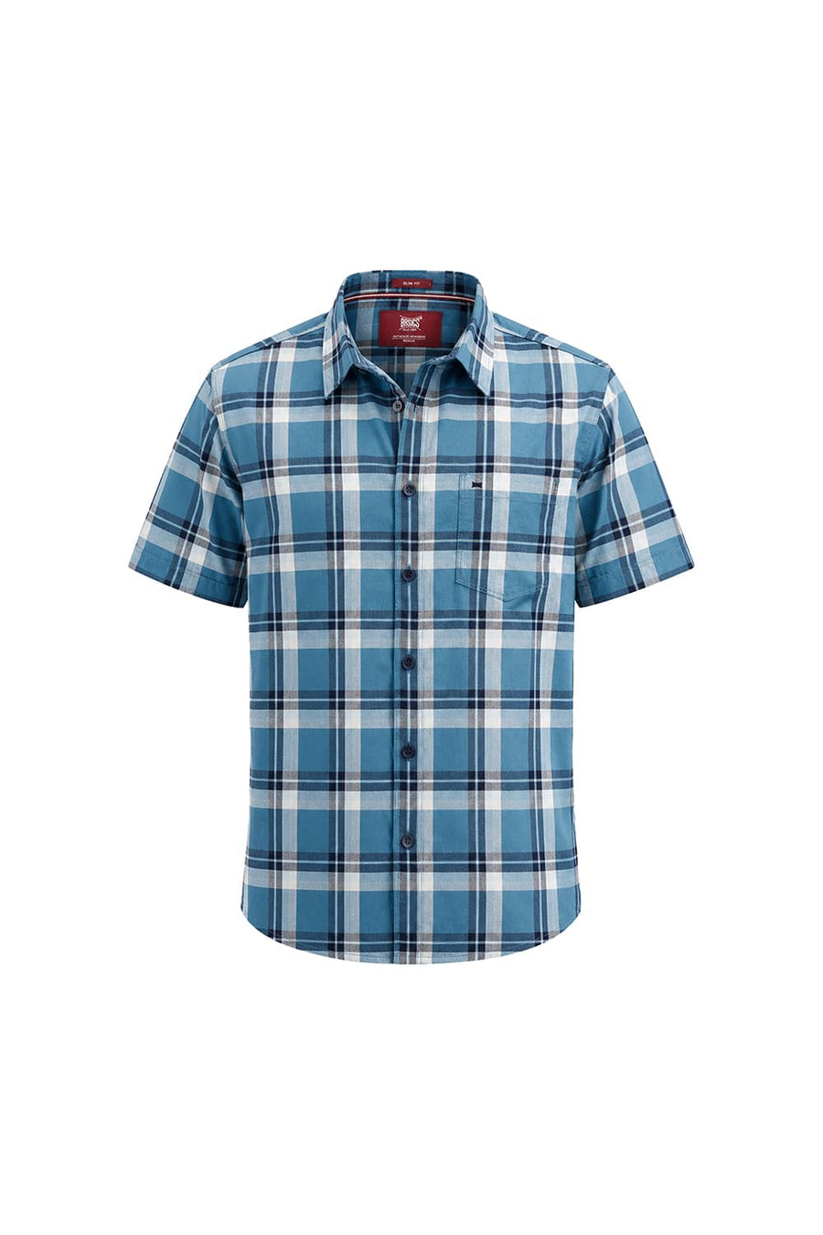 BASICS SLIM FIT BLUE MOON COTTON HERRING BONE CHECKS HALFSLEEVES SHIRT