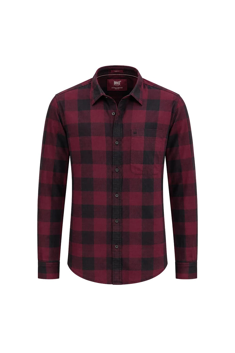 BASICS SLIM FIT GRAPE WINE COTTON TWILL CHECKS SHIRT