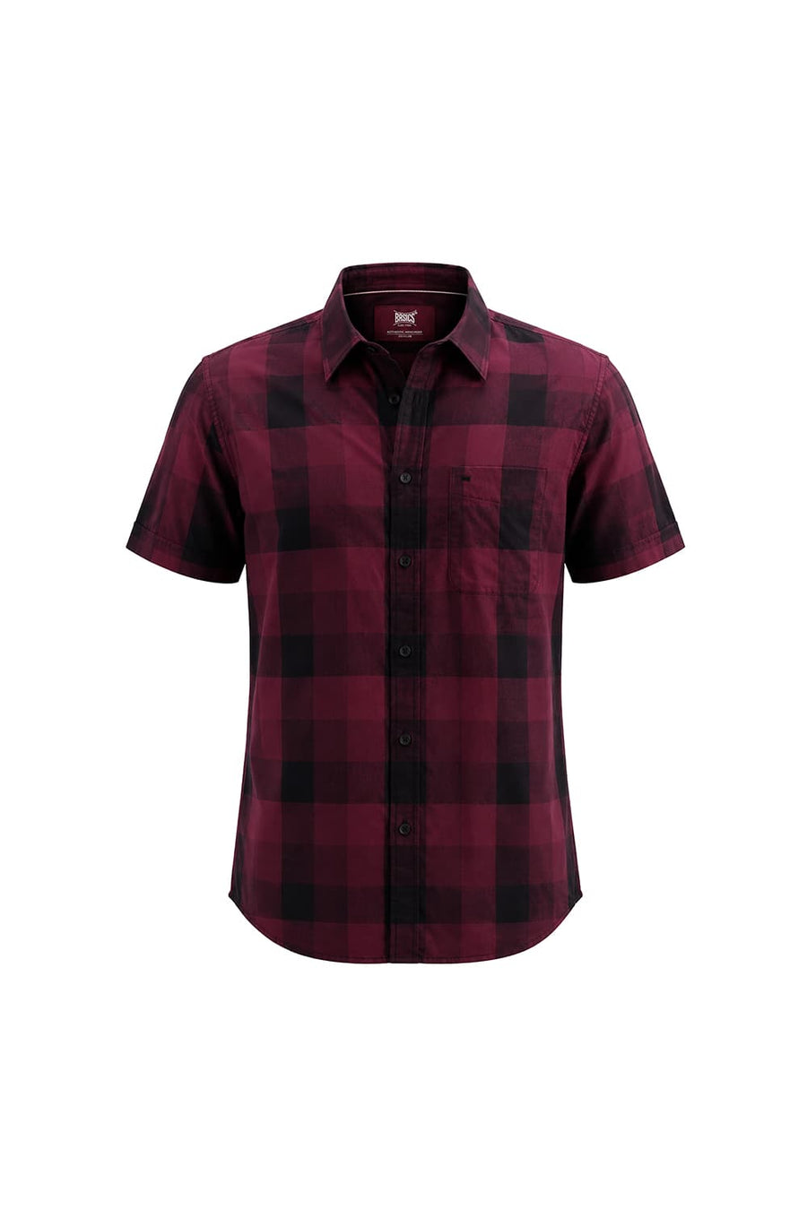 BASICS SLIM FIT GRAPE WINE COTTON TWILL CHECKS HALFSLEEVES SHIRT