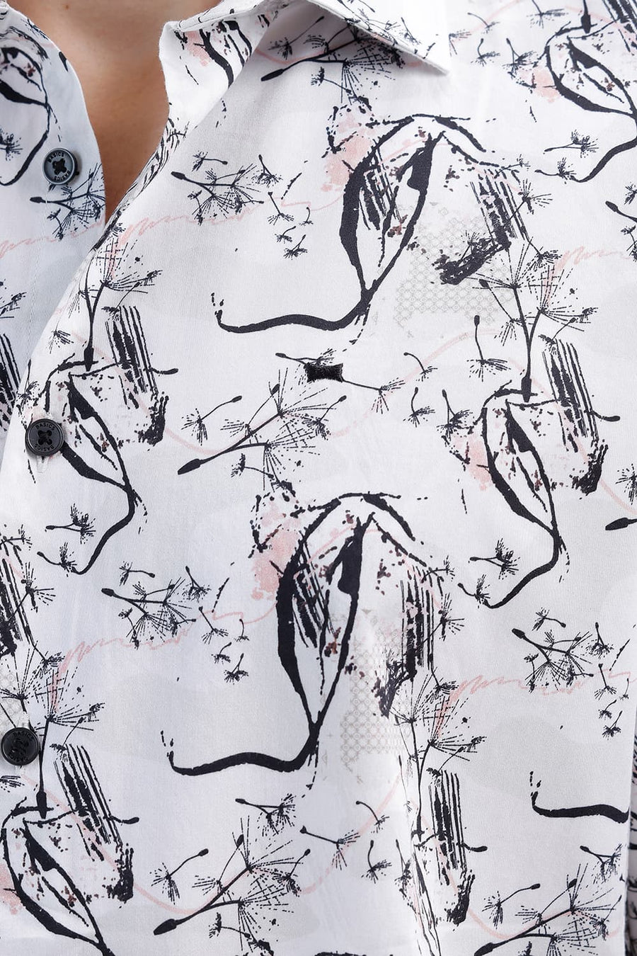 BASICS SLIM FIT LUCENT WHITE COTTON DIGITAL PRINTED SHIRT