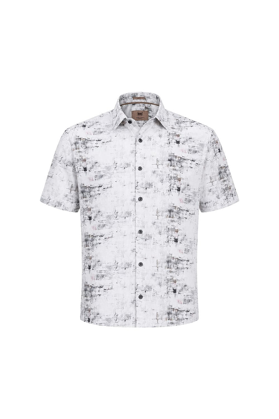 BASICS SLIM FIT GREY STALACTITE COTTON DIGITAL PRINTED HALFSLEEVES SHIRT
