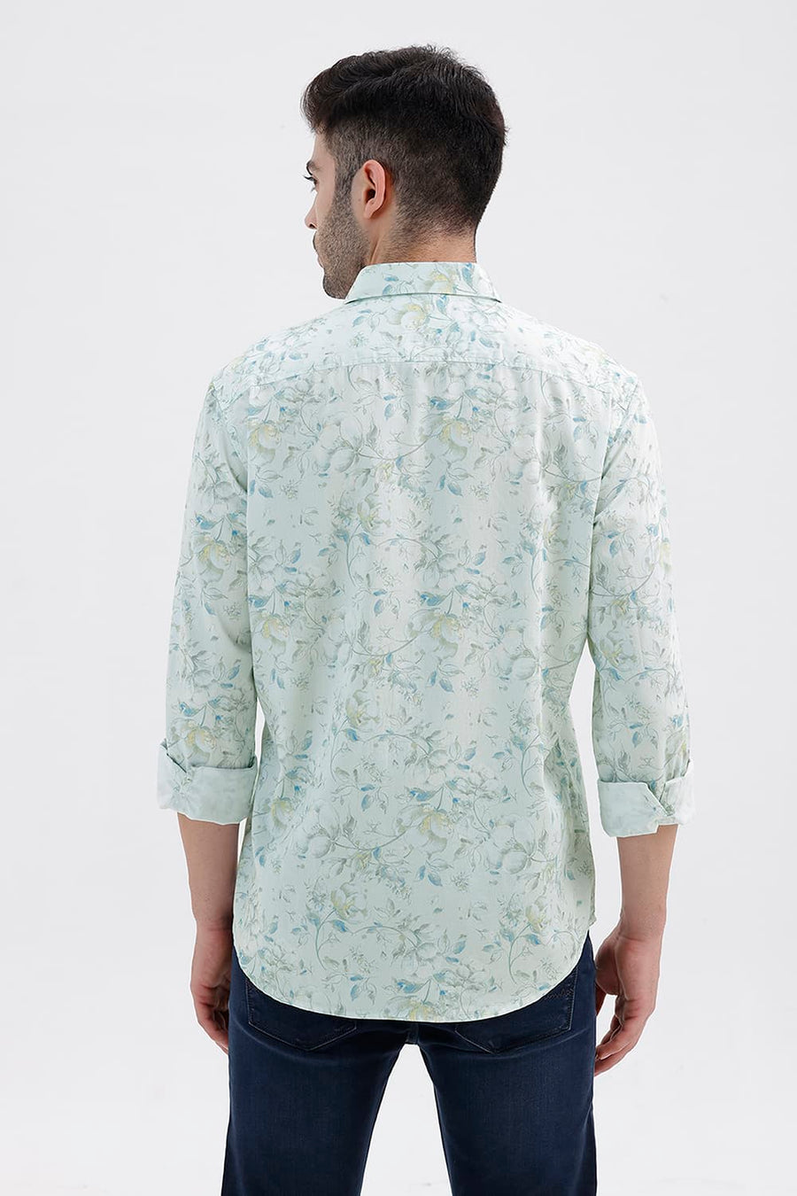 BASICS SLIM FIT FAIREST JADE COTTON DIGITAL PRINTED SHIRT