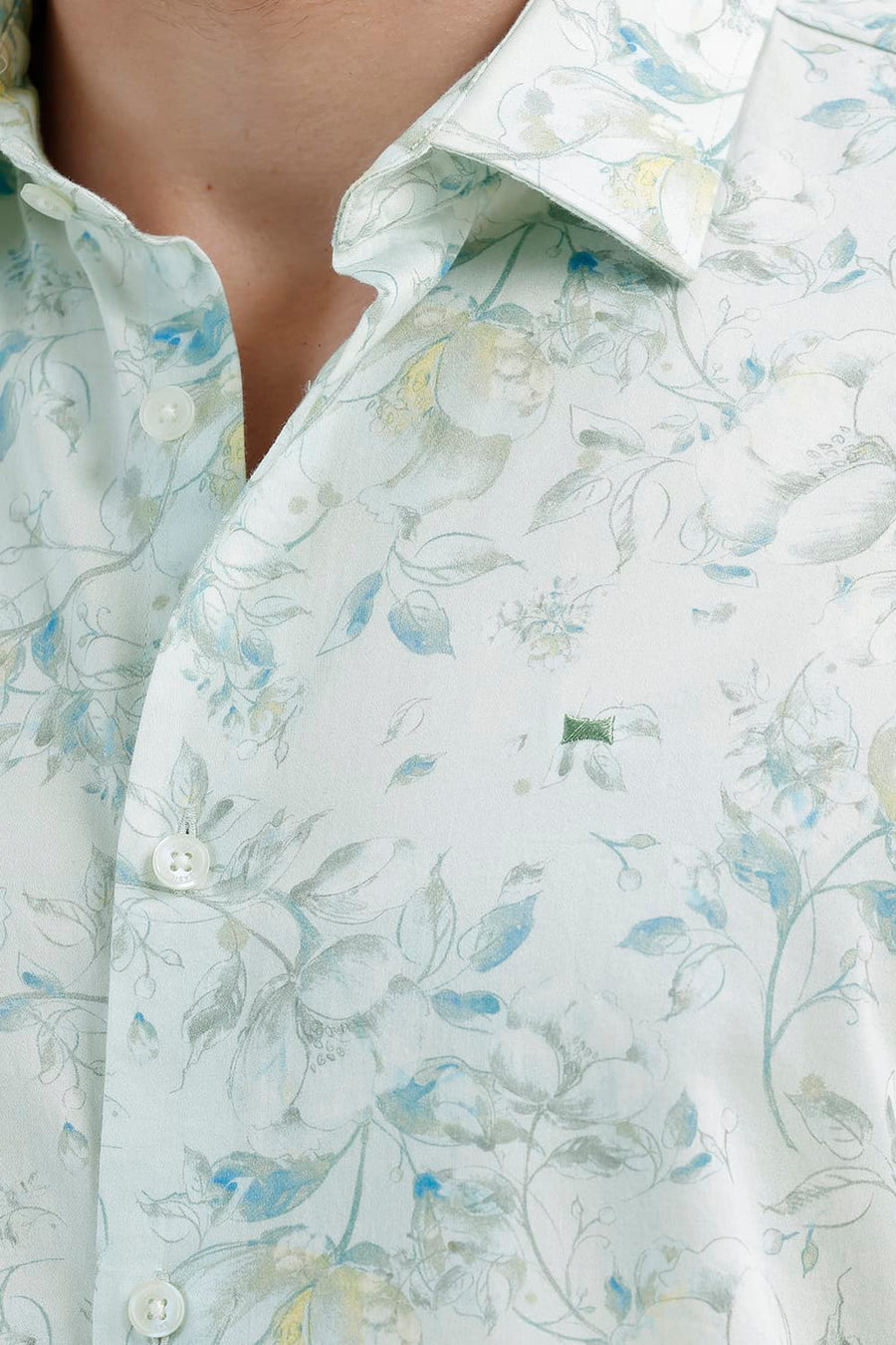 BASICS SLIM FIT FAIREST JADE COTTON DIGITAL PRINTED SHIRT