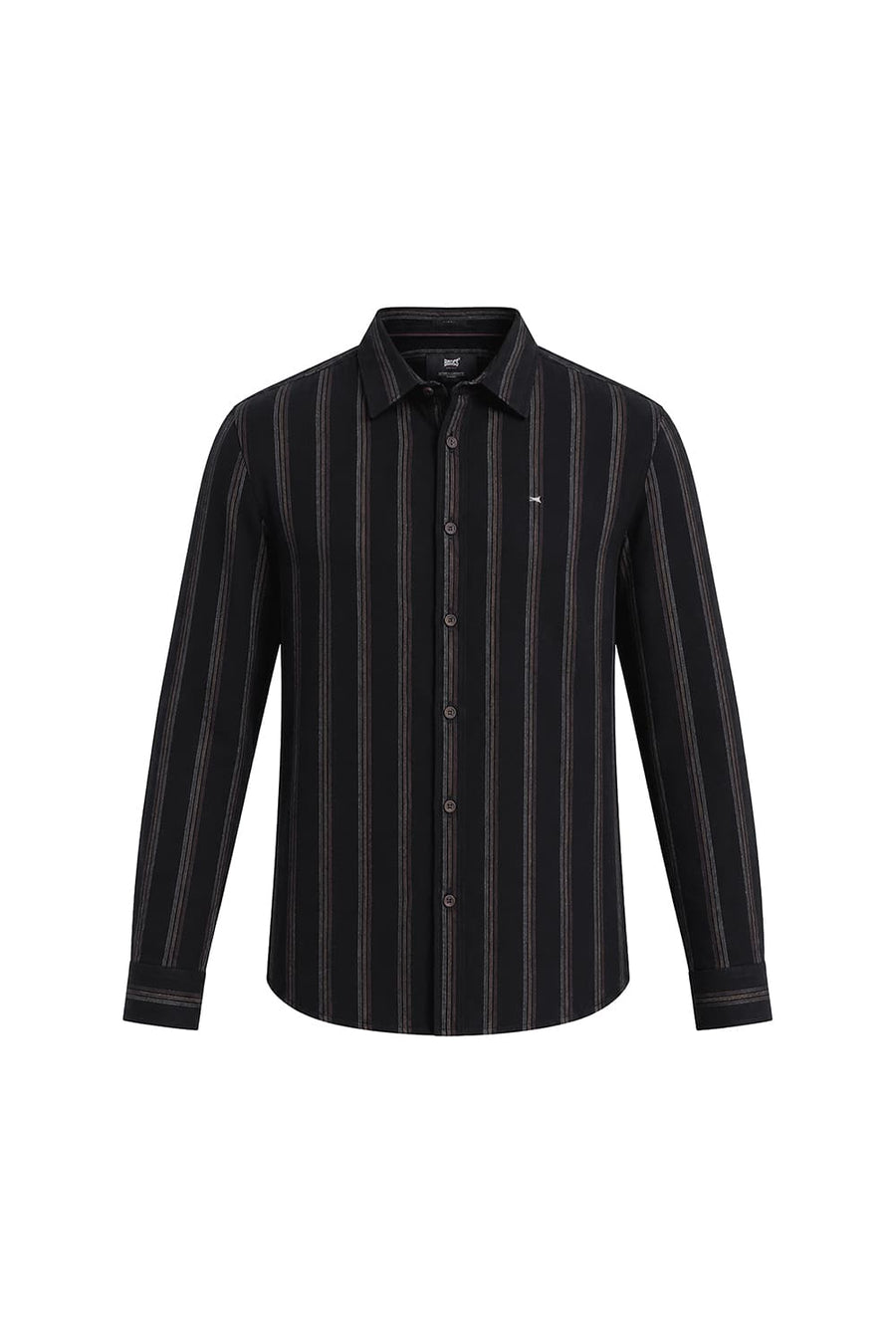 BASICS SLIM FIT ANTHRACITE BROWN COTTON CORDUROY STRIPE SHIRT