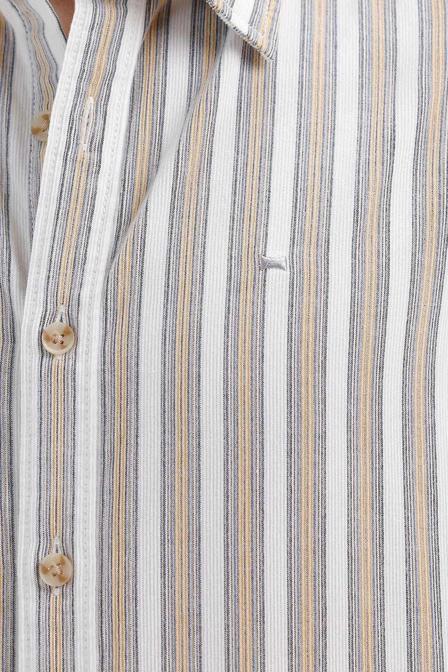 BASICS SLIM FIT CLOUD ECRU COTTON CORDUROY STRIPE HALFSLEEVES SHIRT