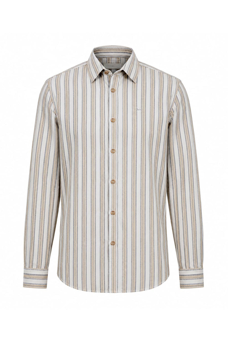 BASICS SLIM FIT CLOUD ECRU COTTON CORDUROY STRIPE SHIRT