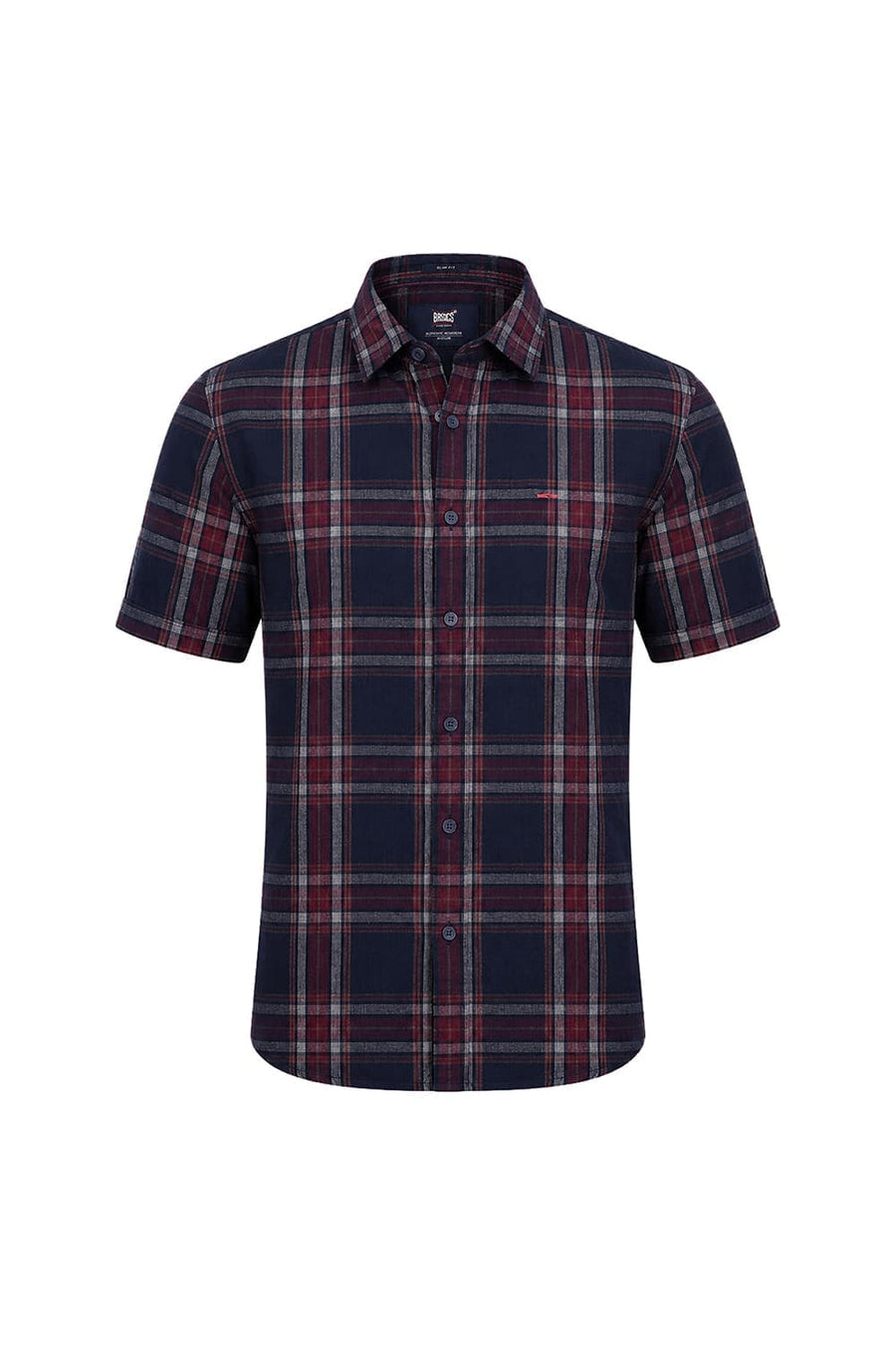 BASICS SLIM FIT SPACE NAVY COTTON CORDUROY CHECKS HALFSLEEVES SHIRT