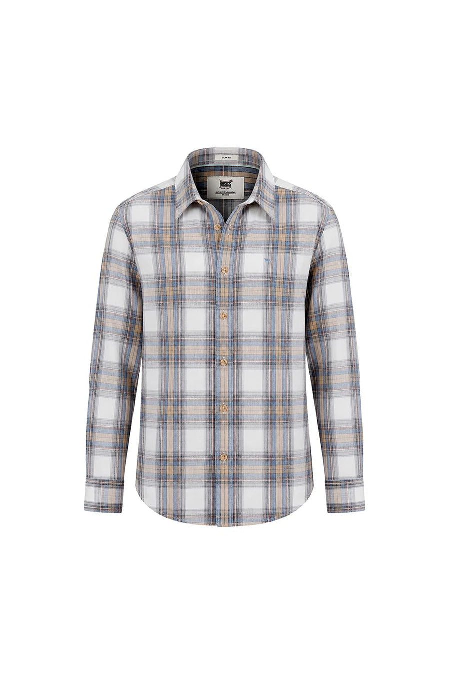 BASICS SLIM FIT LUCENT WHITE COTTON CORDUROY CHECKS SHIRT