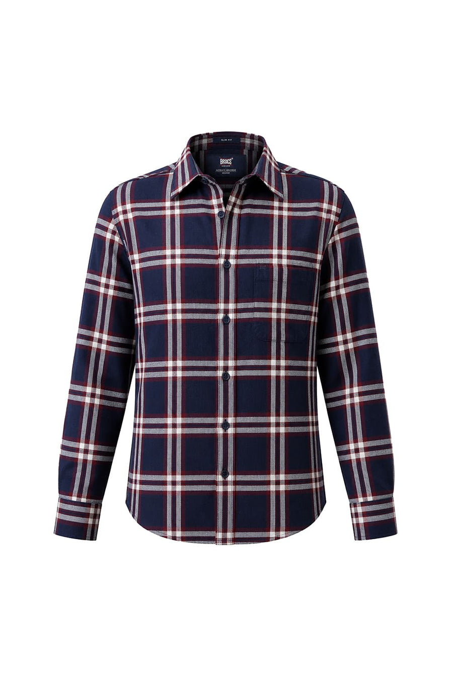BASICS SLIM FIT INSIGNIA BLUE COTTON HOPSACK CHECKS SHIRT