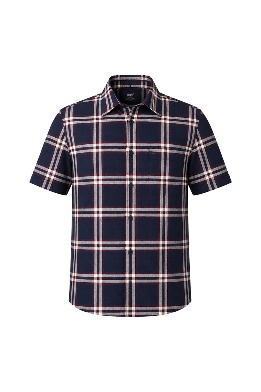 BASICS SLIM FIT INSIGNIA BLUE COTTON HOPSACK CHECKS HALFSLEEVES SHIRT