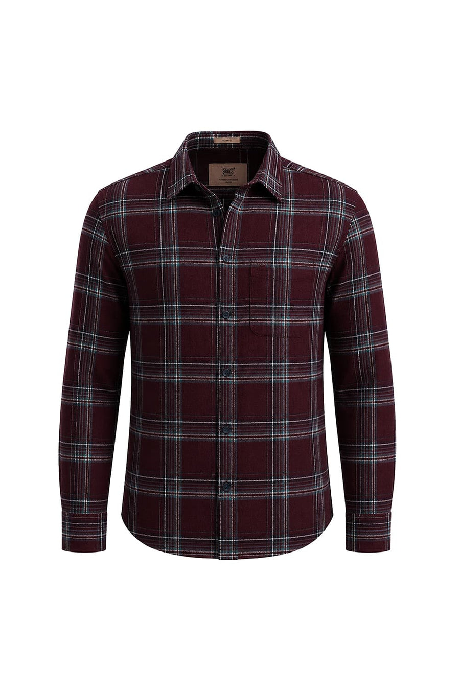 BASICS SLIM FIT ROYALE MAROON COTTON HOPSACK CHECKS SHIRT