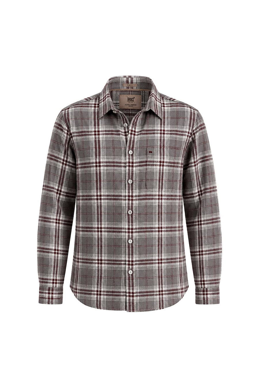 BASICS SLIM FIT STEEPLE GREY COTTON HOPSACK CHECKS SHIRT